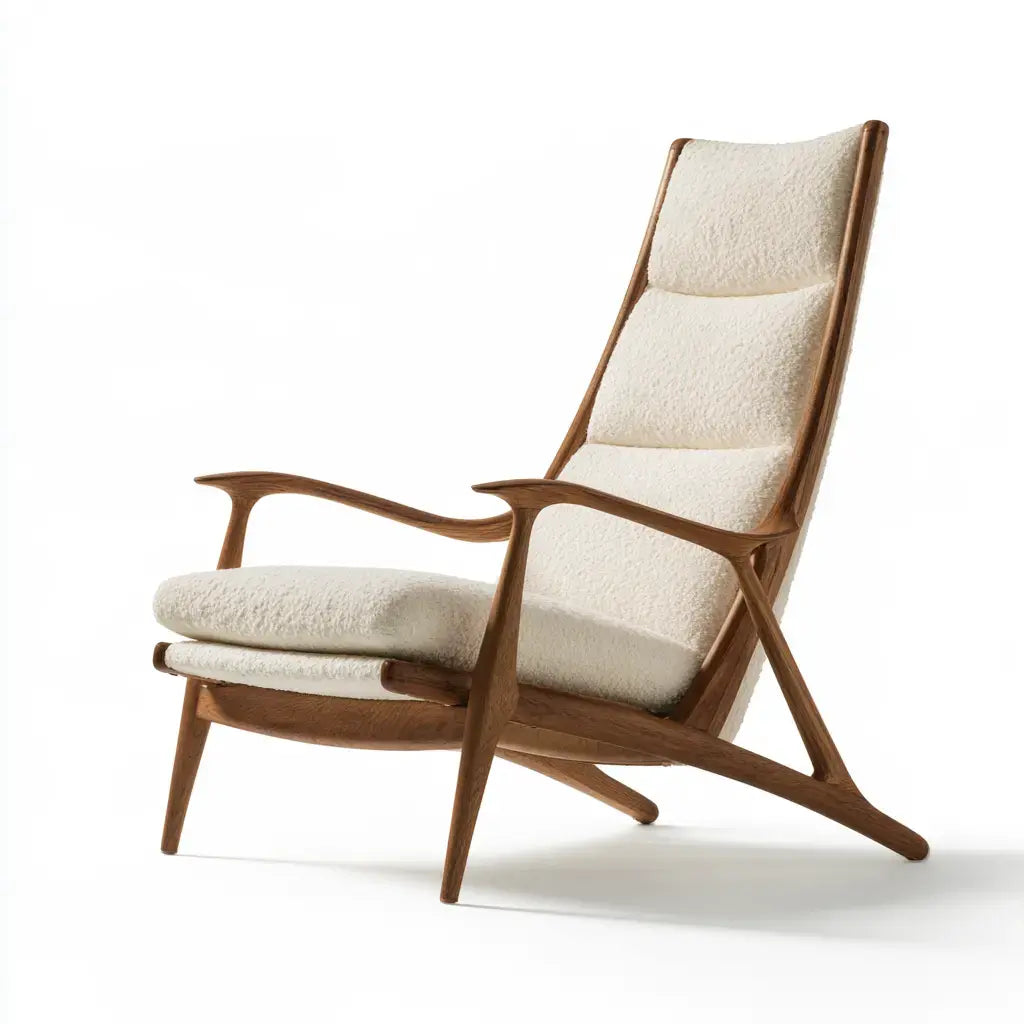Sillón con respaldo alto y estructura inclinada - beige/marrón