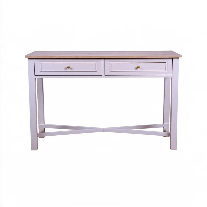 Mueble rosa con dos cajones y travesaños cruzados de la marca Vardica, diseño moderno y funcional para el hogar.