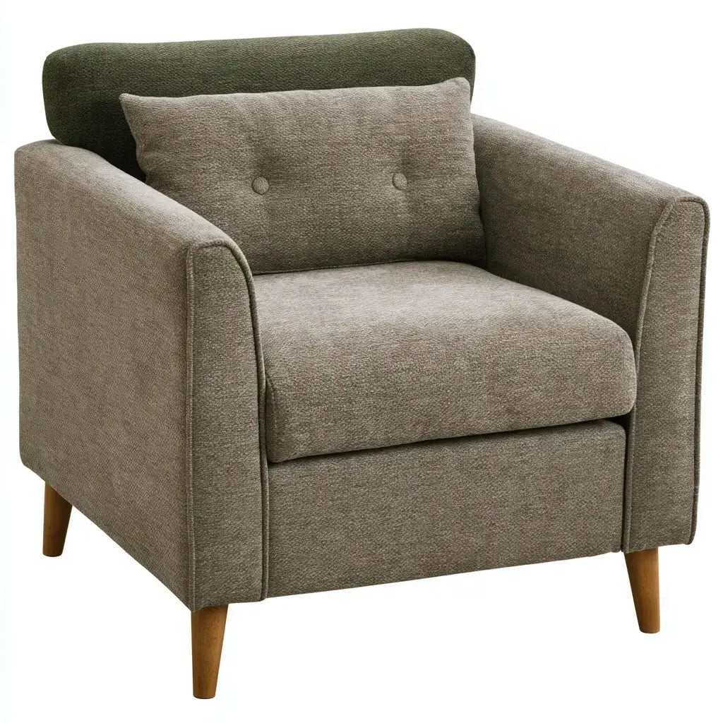 Sillón con brazos rectos y cojín de respaldo - verde