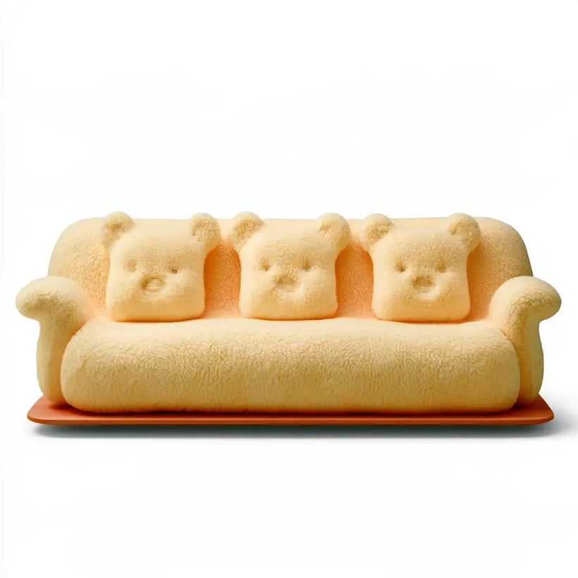 Sofá amarillo con contorno abombado y cojines de botones de la marca Vardica, estilo moderno y cómodo.